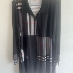 Black and Gray Striped three Button-Up tunic
Michael Tyler size XL